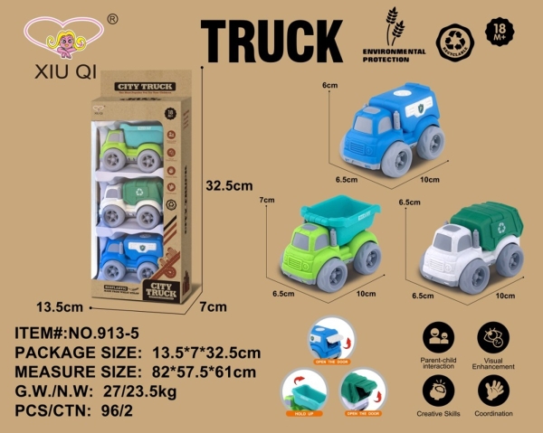 913-5  VỈ HỘP XE CÔNG TRÌNH 3C ĐỦ MẪU (BEN, HỐT RÁC)