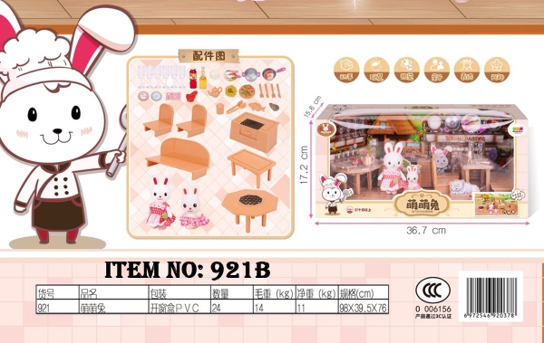 921B  HỘP NỘI THẤT NHÀ, LÒ NƯỚNG, BÀN NƯỚNG, GHẾ + 2C THỎ
