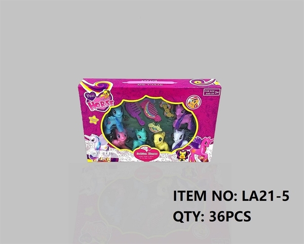 LA21-5  HỘP NGỰA PONY TÓC DÀI 6C + LƯỢC, KẸP
