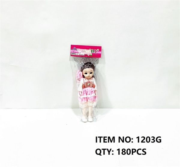 1203G  TÚI BABY 1C KHỚP TAY MẮT THỦY TINH + NƠ (PE)