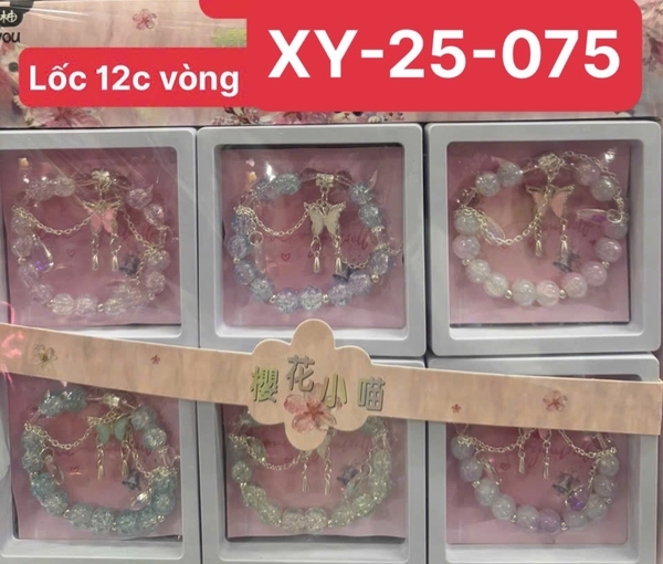 XY-25-075  LỐC VÒNG TAY CHUỖI BƯỚM 12 CÁI