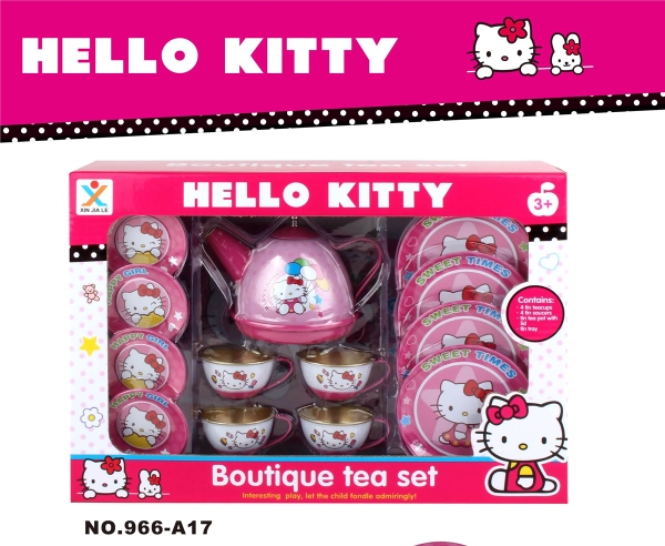 966-A17  HỘP BỘ BẾP TÁCH TRÀ KITTY (4 DĨA, 4 TÁCH, 1 BÌNH TRÀ)