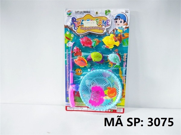 3075  VỈ CÂU CÁ 1 CẦN HÍT 6C + 1C RỔ   Water Game   3076, 3077