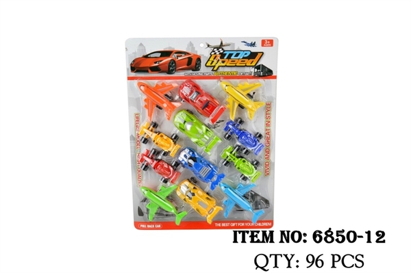6850-12  VỈ XE TRỚN 12C ĐỦ MẪU (MÁY BAY, XE HƠI, XE ĐUA)