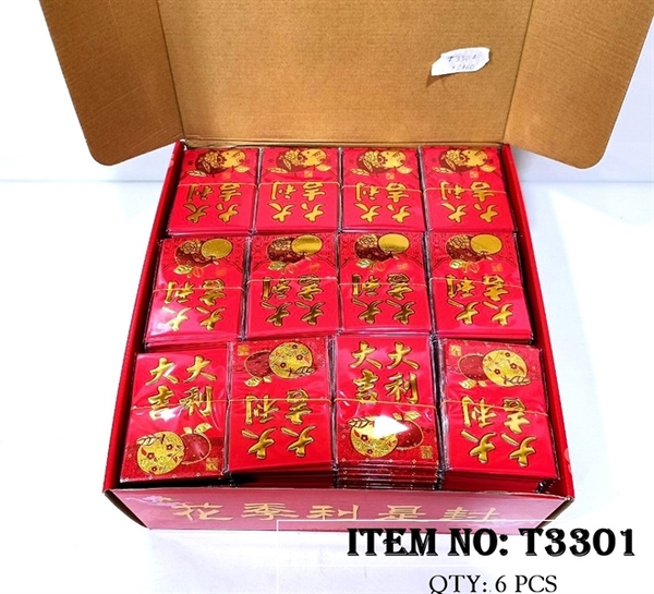 T3301  XẤP 10C LÌ XÌ ĐỎ TRÁI QUÝT CHỮ TRUNG