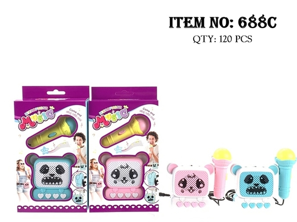 688C  HỘP LOA KARAOKE PIN GẤU + MICRO