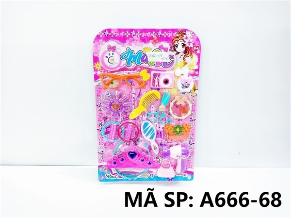 A666-68  VỈ TRANG ĐIỂM VƯƠNG MIỆN, MẮT KIẾNG, LƯỢC, MÓNG TAY, VÒNG TAY