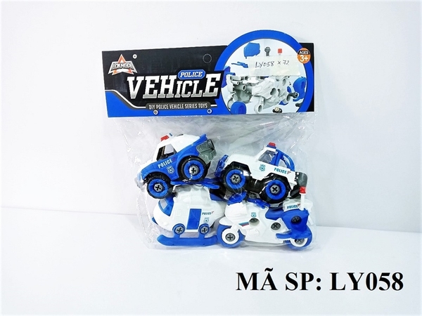 LY058  TÚI XE CẢNH SÁT TRỚN 4C ĐỦ MẪU + ỐC VÍT (PVC)