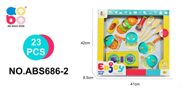 ABS686-2  HỘP BẾP GAS ĐÔI, HAMBUGER, NỒI, CHẢO