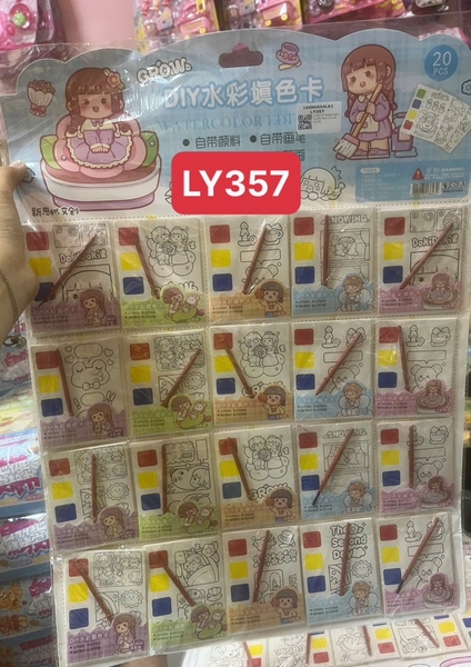 LY357 VỈ TRANH MÀU NƯỚC MINI CÔ GÁI 20 CÁI