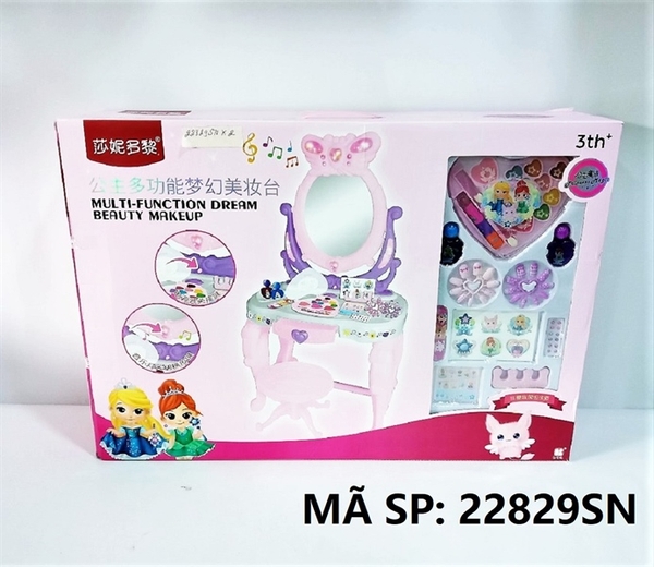 22829SN  HỘP BÀN TRANG ĐIỂM GƯƠNG PIN NHẠC ĐÈN + PHẤN, MÓNG TAY, HÌNH XĂM   Beauty Makeup