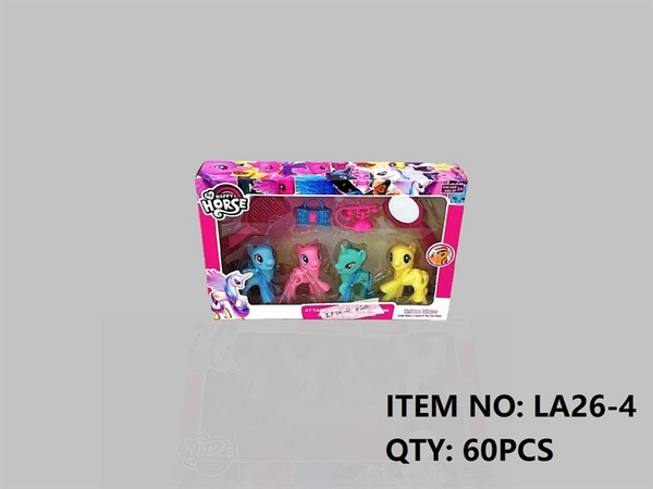 LA26-4  HỘP NGỰA PONY TÓC DÀI 4C + LƯỢC, GƯƠNG