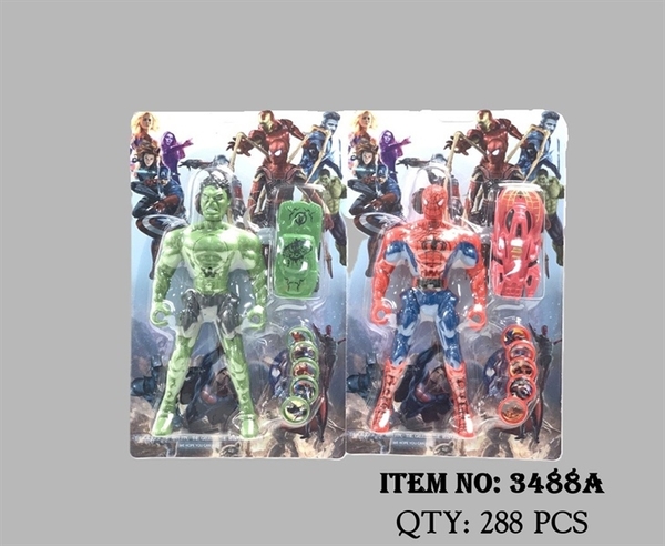 3488A  VỈ SIÊU NHÂN 1T AVENGER BẮN ĐĨA + 5 ĐĨA + 1C XE HƠI