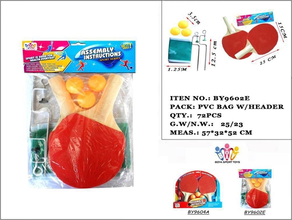 BY9602E  TÚI VỢT BÓNG BÀN 2C + 3T BANH + LƯỚI