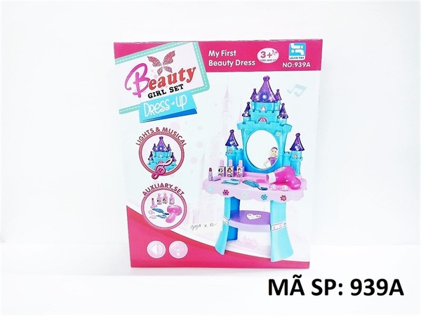 939A  HỘP BÀN TRANG ĐIỂM PIN NHẠC ĐÈN LÂU ĐÀI, MÁY SẤY PIN, LƯỢC 36x24x68 CM