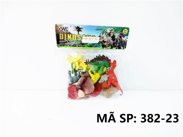 382-23 TÚI THÚ KHỦNG LONG 6C + 3 TRỨNG+ CÂY+ ĐÁ (PVC) DINOSAUR 382-13-14-15-16-17