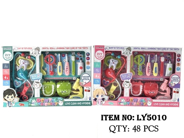 LY5010  HỘP BÁC SĨ KHÁM RĂNG, TAI NGHE, HÀM RĂNG, BÀN CHẢI, KEM ĐÁNH RĂNG