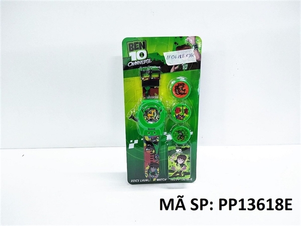 PP13618-E  VỈ ĐỒNG HỒ PIN BẮN ĐĨA BEN10 + 3C ĐĨA