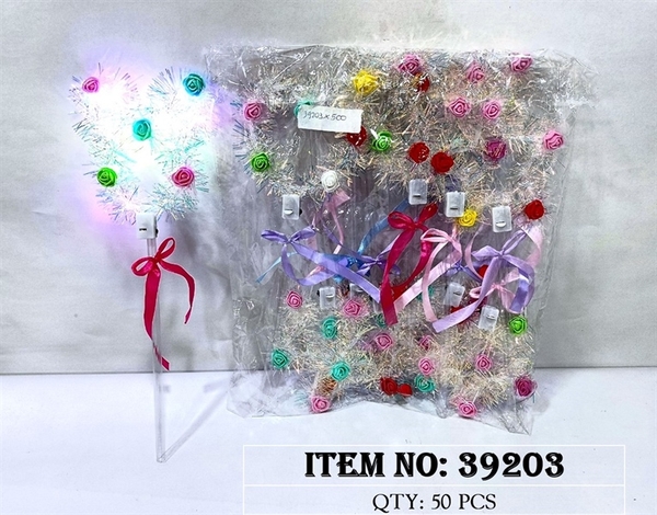 39203  TÚI 10C GẬY TAI THỎ BÔNG HỒNG KIM TUYẾN ĐÈN