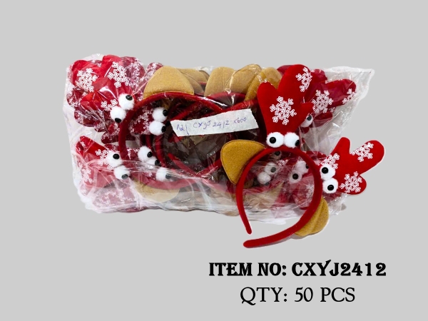 CXYJ2412F  TÚI 2C CÀI TÓC NOEL SỪNG TUẦN LỘC CÓ MẮT - 2 CÁI