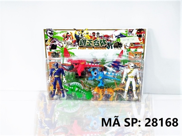 28168  VỈ SIÊU NHÂN 2T GAO + 4C THÚ (KHỦNG LONG, SÓI)