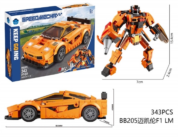 BB205  HỘP LOGO RÁP XE HƠI ROBO 2 IN 1 343 MIẾNG