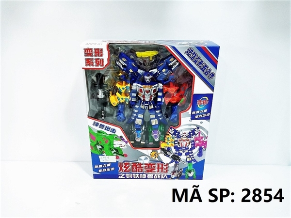 2854  HỘP RÁP ROBO BIẾN HÌNH THÚ 5 IN 1 (KHỦNG LONG, SƯ TỬ) (XANH)