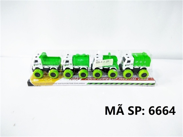 6664  HỘP KIẾNG XE CÔNG TRÌNH VỆ SINH ĐỊA HÌNH TRỚN 4C ĐỦ MẪU (BEN, BỒN, HỐT RÁC)   1664, 2664, 3664, 8663