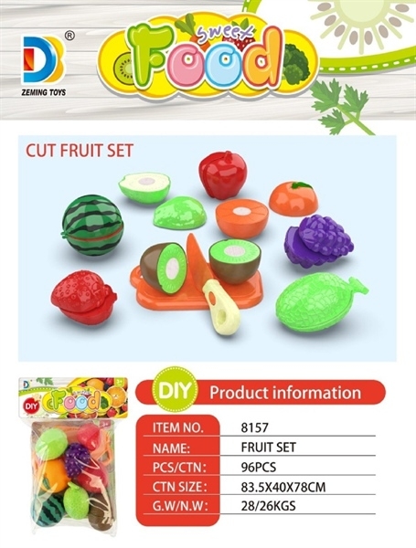 8157  TÚI BẾP DÍNH TRÁI CÂY + DAO + THỚT (DƯA HẤU, CAM, ỔI, DÂU)