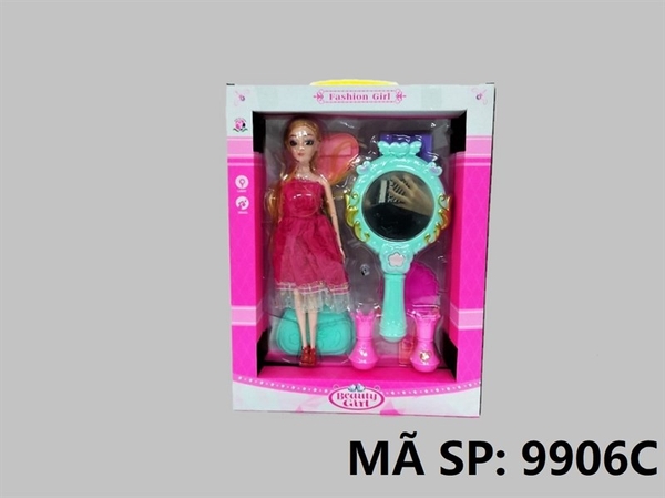 9906C  HỘP BABY 1C KHỚP, MẮT THỦY TINH + GƯƠNG PIN + TÚI XÁCH, SON   Beauty Girl