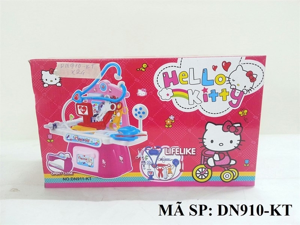 DN910-KT  HỘP KỆ BẾP GAS + LÒ NƯỚNG BÁNH PIZZA  + BỒN RỬA CHÉN + RAU CỦ MÈO KITTY