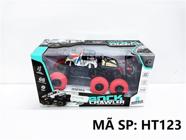 HT123  HỘP XE JEEP ĐỊA HÌNH 6 BÁNH ĐIỀU KHIỂN 7 ĐỘNG TÁC, CÓ SẠC, TL 1:16