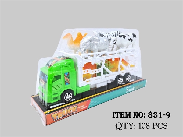 831-9  HỘP KIẾNG XE TRỚN 2 TẦNG CHỞ 6C THÚ (KHỦNG LONG, LẠC ĐÀ, VOI, BÒ SỮA, NGỰA VẰN)