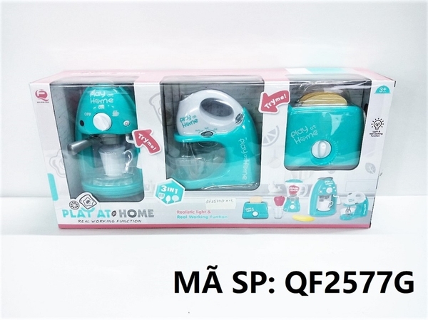 QF2577G  HỘP BẾP PIN 3 MÓN (MÁY PHA CÀ PHÊ, MÁY TRỘN, MÁY NƯỚNG BÁNH MÌ)  QF2576G, QF2577G    Play at Home   (XANH)