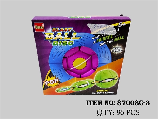 87008C-3  HỘP BANH NÉM BIẾN HÌNH UFO CÓ ĐÈN (BANH ĐẠP)