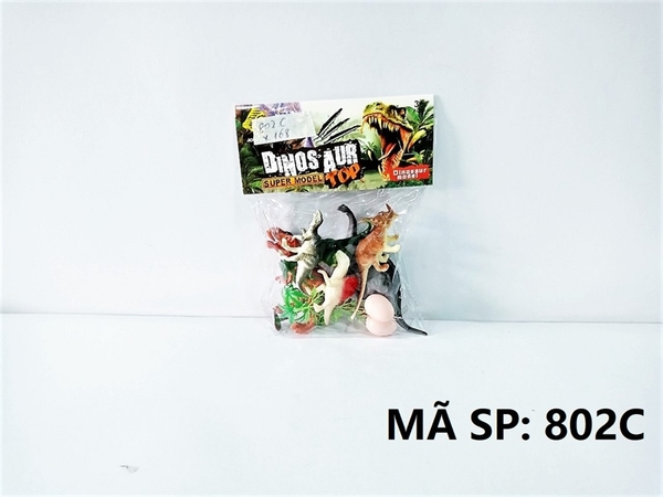 802C  TÚI THÚ KHỦNG LONG 6C (2C LỚN, 4C NHỎ) + 2 TRỨNG + CÂY (PVC)   Dinosaur Top  704, 705, 706, 707, 708, 709, 801, 803, 804