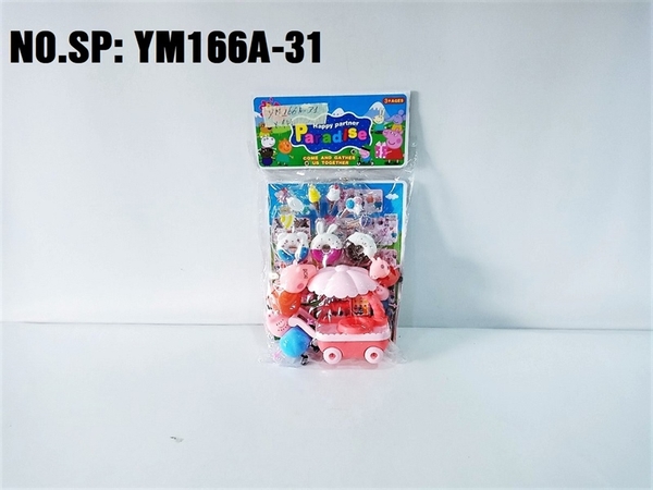 YM166A-31  TÚI BẾP XE ĐẨY KEM, KẸO + 4C HEO HỒNG (PVC)   Paradise