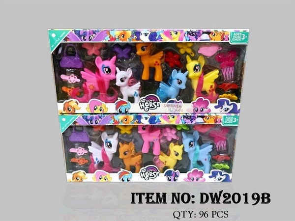 DW2019B  HỘP NGỰA PONY TÓC DÀI 5C + TÚI XÁCH + KẸP TÓC