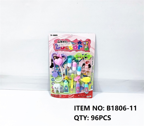 B1806-11  VỈ BÁC SĨ NHA TAI NGHE, RĂNG, THUỐC, BÀN CHẢI, MẮT KIẾNG