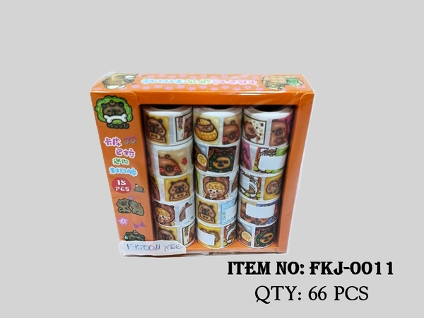FKJ-0011  HỘP 15 CUỘN MIẾNG DÁN STICKER ĐỦ MẪU