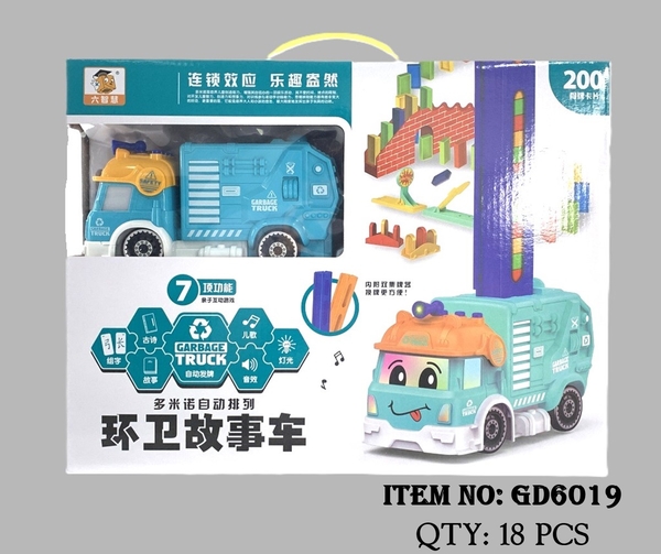 GD6019  HỘP XE CÔNG TRÌNH HỐT RÁC PIN DOMINO 200 MIẾNG