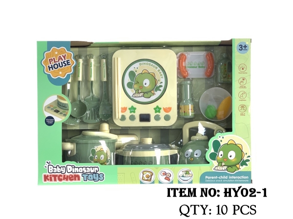 HY02-1  HỘP BẾP ĐIỆN TỪ PIN KHỦNG LONG, NỒI, ẤM NƯỚC, MUỖNG