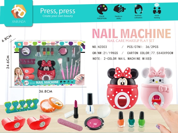 HZ003  HỘP TRANG ĐIỂM MÓNG TAY, CỌ, SƠN MÓNG TAY, MÁY HƠ GEL MÈO HỒNG