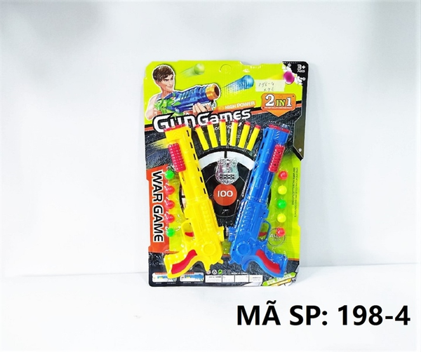 198-4  VỈ CÂY BẮN HÍT 2C NGẮN + 6C MÚT HÍT + 10 BI BANH + HUY HIỆU 2 IN 1