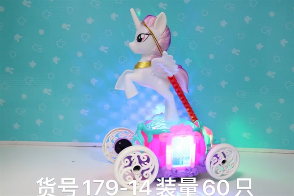 ZR179-14  NGỰA PONY ĐỨNG XE BÍ NGÔ XOAY PIN NHẠC ĐÈN (LỒNG ĐÈN)