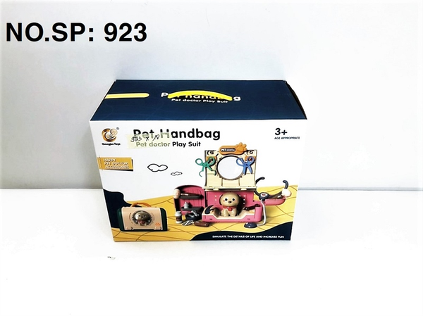 923  HỘP VALI BÁC SĨ THÚ Y, TAI NGHE PIN NÚT, KÉO, 1C CHÓ PIN   Pet Handbag
