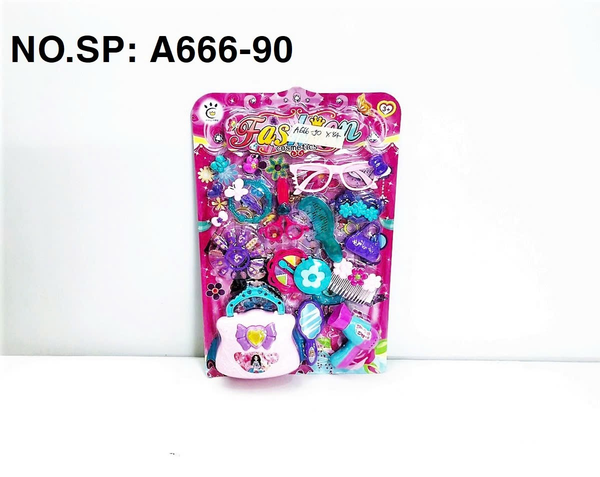 A666-90  VỈ TRANG ĐIỂM TÚI XÁCH, MẮT KIẾNG, LƯỢC, KÉO, MÓNG TAY, KẸP TÓC