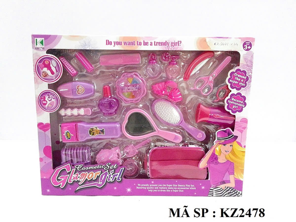 KZ2478  HỘP TRANG ĐIỂM MÁY SẤY, BÓP, CHÌA KHÓA, PHẤN, LƯỢC, KÉO, MÁY HỚT TÓC, KẸP TÓC