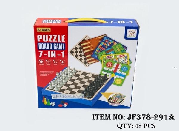 JF378-291A  HỘP CỜ VUA 7 IN 1 NAM CHÂM (VUA, ĐAM, TÀO CÁO, CÁ NGỰA, RẮN, THÚ)