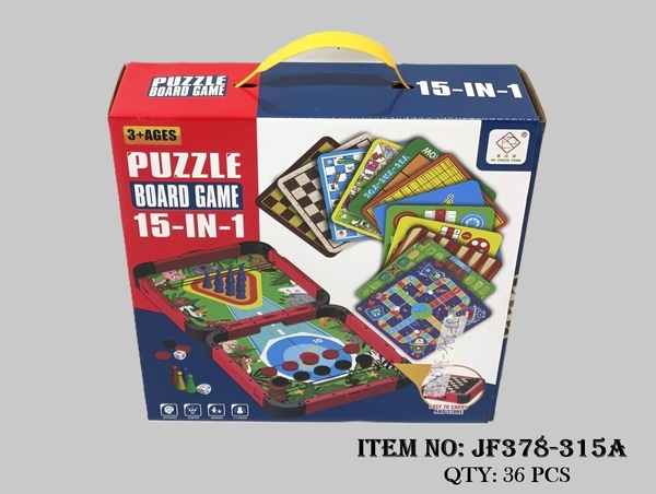 JF378-315A  HỘP CỜ 15 IN 1 NAM CHÂM (VUA, ĐAM, TÀO CÁO, TỶ PHÚ, NHẢY, CÁ NGỰA, RẮN, THÚ, CARO)